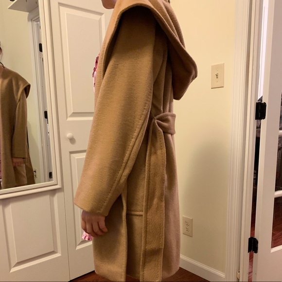 MaxMara Rialto Camel Hair Belted Short Hooded Coat - Picture 6 of 8